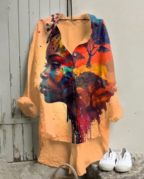 African Forest Women Art Irregular Leisure Tunic
