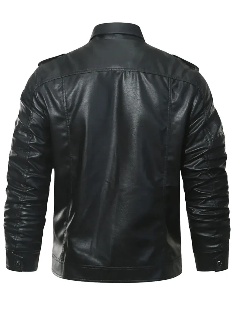 Biker Trucker Style Leather Jacket
