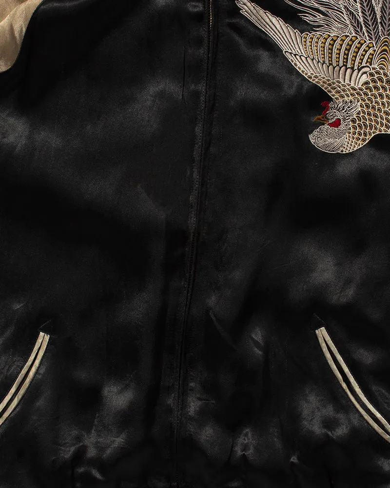 Japanese Repro Souvenir Jacket, Reversible, Black and Gold, Crest and Peacock