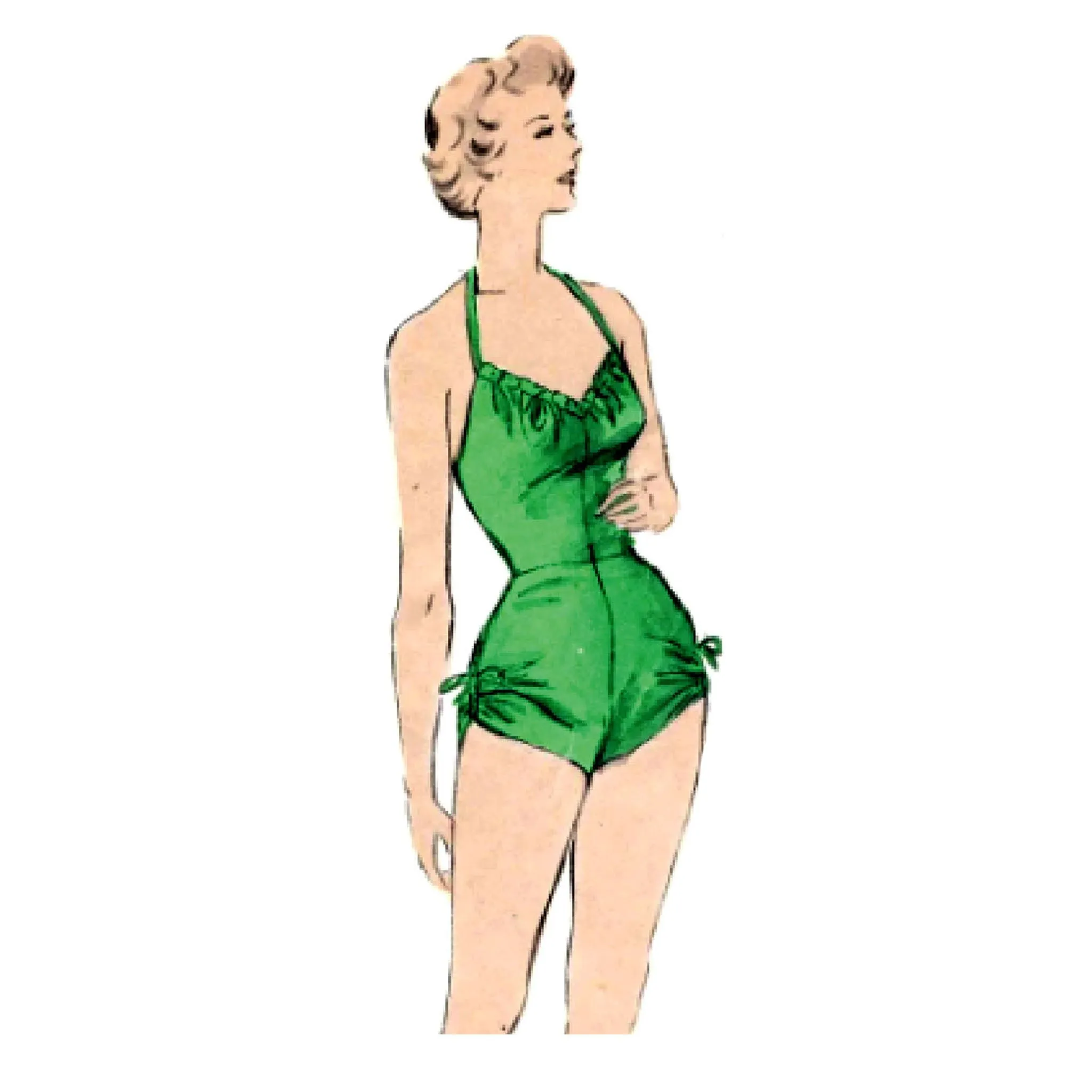 PDF - 1940s Pattern, Women's Bathing Suit & Beachwear Coat, Bombshell - Bust 34" (86cm) - Download