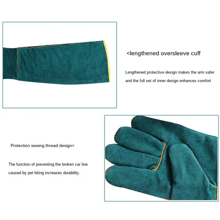 Reptile Anti-Bite Gloves 62cm Length Pet Protective Gloves(Blue)