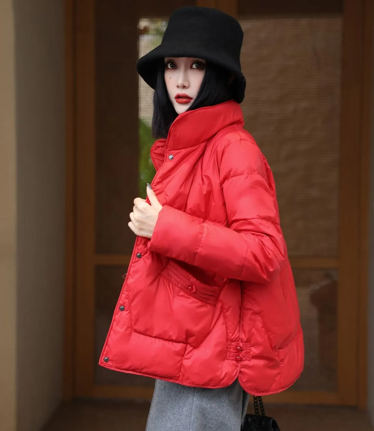 Stand Collar Chinese Style Women's Down Coat