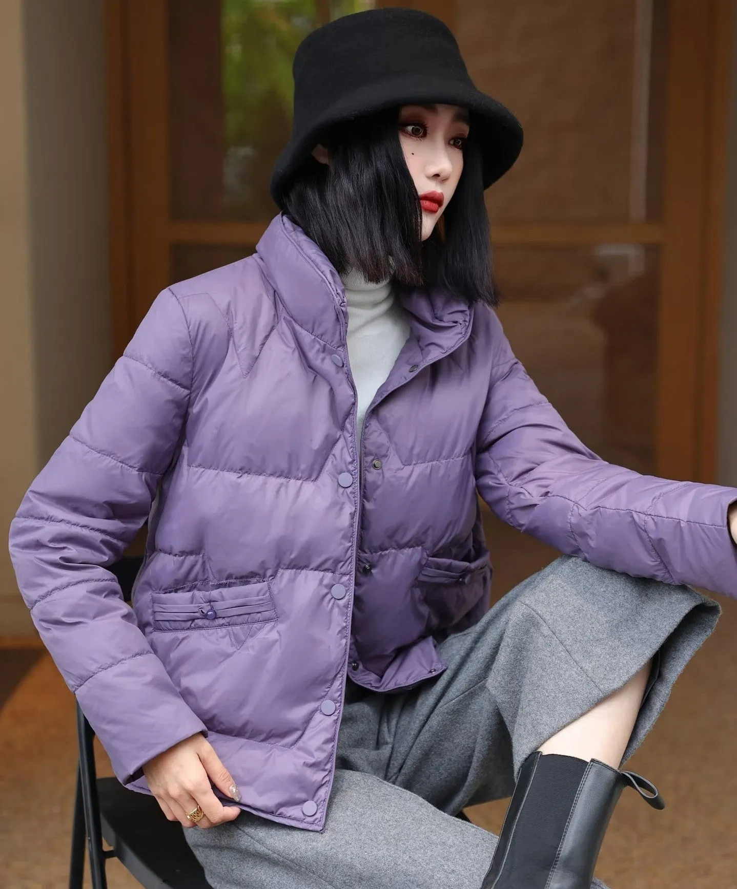 Stand Collar Chinese Style Women's Down Coat
