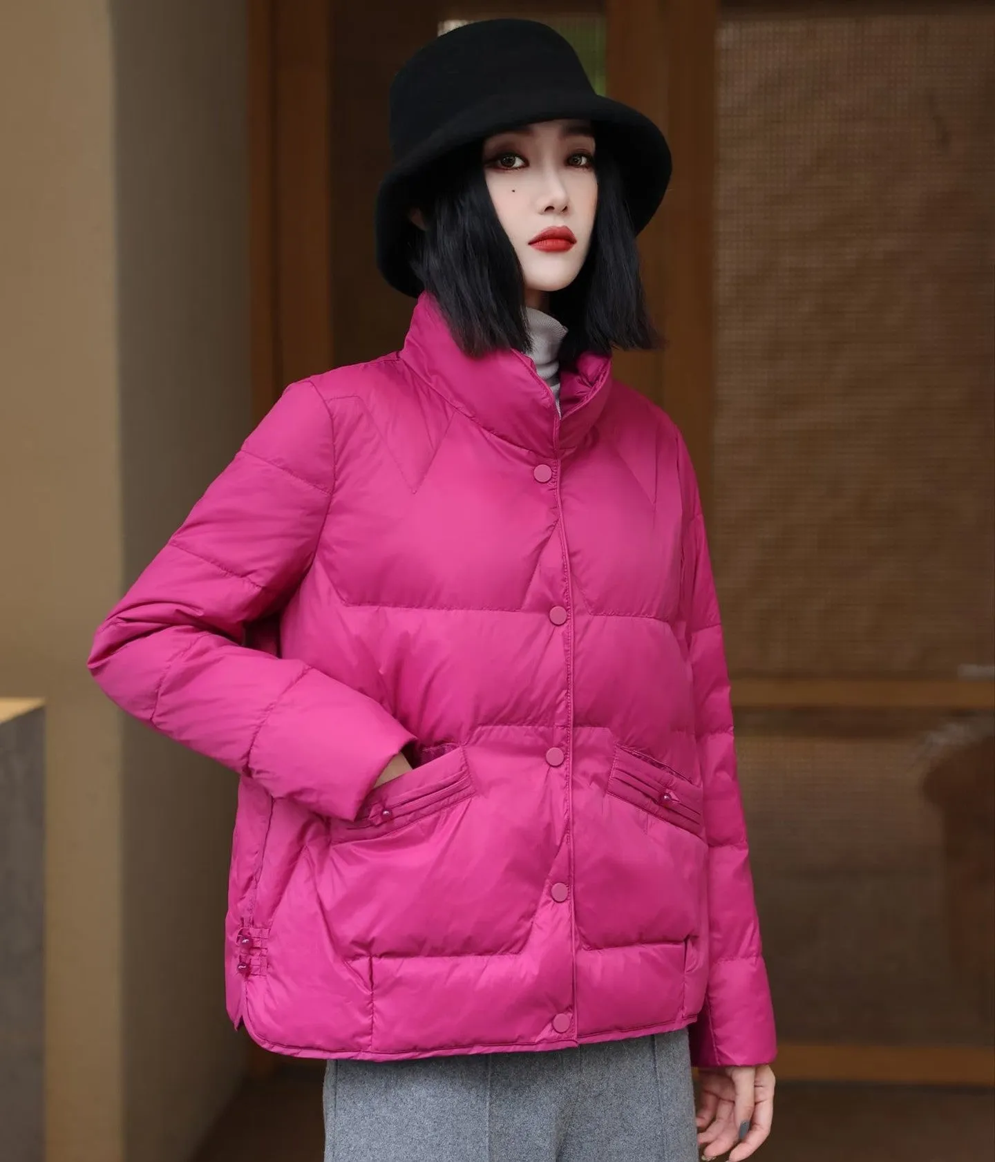 Stand Collar Chinese Style Women's Down Coat