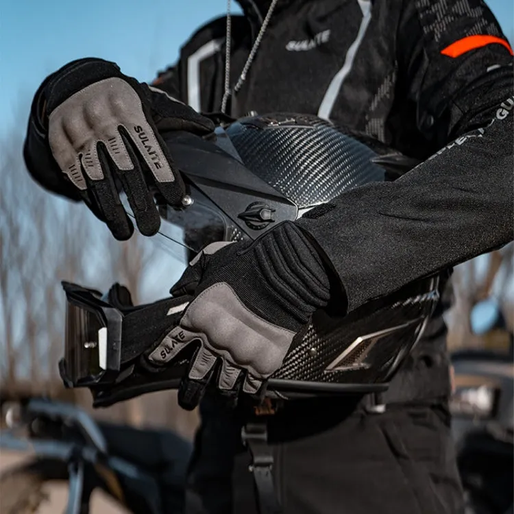 SULAITE Motorcycle Riding Breathable Conductive Touch Screen Full Finger Gloves, Size: XL(Khaki)