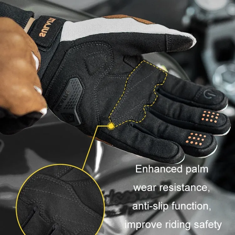 SULAITE Motorcycle Riding Breathable Conductive Touch Screen Full Finger Gloves, Size: XL(Khaki)